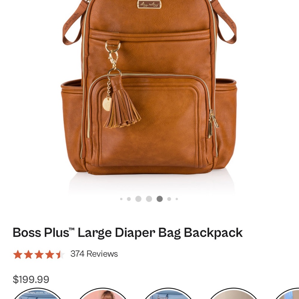 Itzy Ritzy Bundle- Cognac diaper bag, packing cubes, pack pod